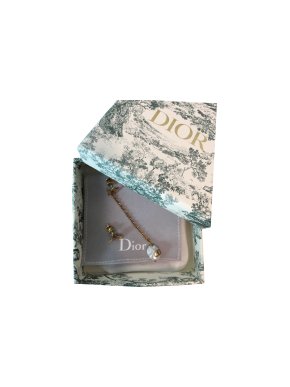 Dior Asymmetric Antique Gold Bee & Freshwater Pearl earrings