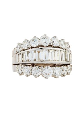 Picchiotti 18ct White Gold Baguette & Round Cut Diamond Ring