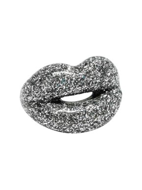 Solange Azagury Partridge Silver Glitter Hotlips Ring