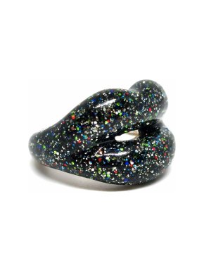 Solange Azagury Partridge Black Glitter Hotlips Ring