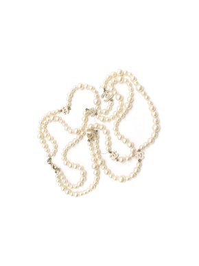 Chanel Faux Pearl Double Strand CC Necklace