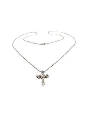 Bespoke 9ct white gold & diamond cross pendant chain