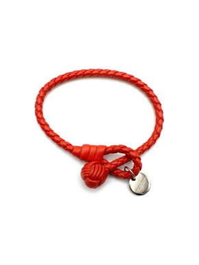 Bottega Veneta Red Intrecciato Slim Double Bracelet