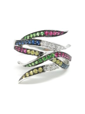 Bespoke Diamonds, Sapphires, Rubies & Tsavorite Garnets 18ct Gold Ring