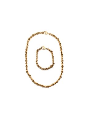Christian Dior Gold Link Chain Necklace & Bracelet