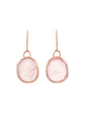 Monica Vinader Siren Wire Drop Earrings in Rose Gold/Pink Quartz