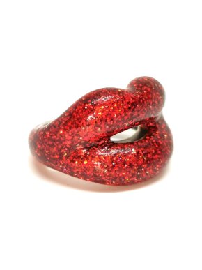 Solange Azagury Partridge Hotlips red glitter ring