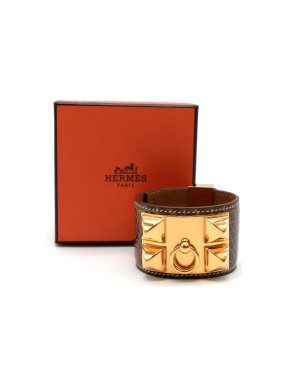 Hermes Brown Collier de Chien Alligator Mississippiensis Bracelet