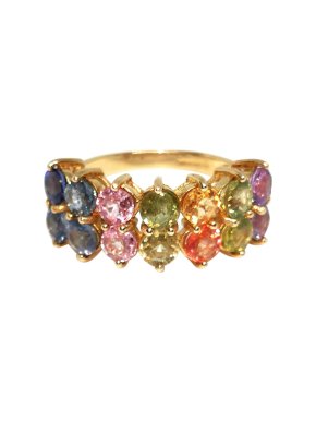 Bespoke Multicoloured Sapphire Yellow Gold Ring