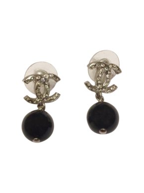 Chanel Beaded CC Drop Earrings