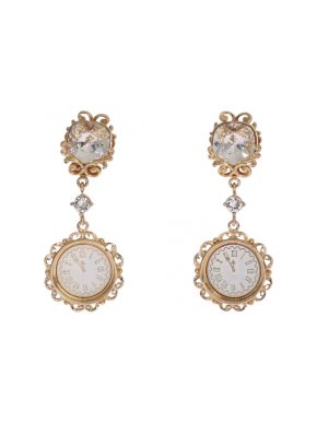 Dolce & Gabbana Crystal Clock Drop Earrings