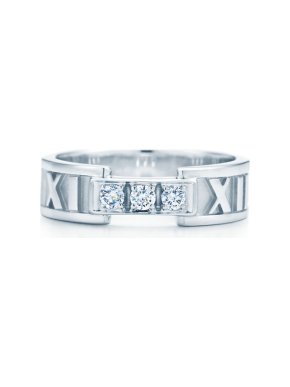 Tiffany & Co 18k White Gold Diamond Atlas Ring