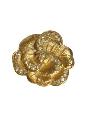 Christian Dior Vintage Gold Tone Crystal Flower Brooch
