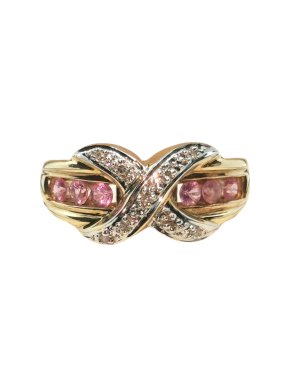 Bespoke Pink Sapphire & Diamond Yellow Gold Ring