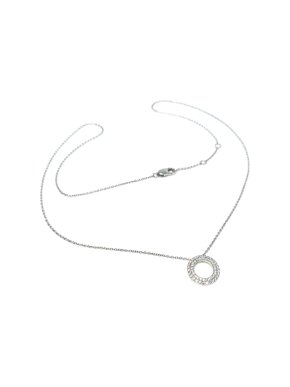 Bespoke Pave Diamond Circle White Gold Pendant Necklace