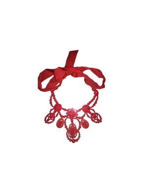 Lanvin Red Collar Ribbon Necklace