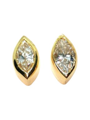 Bespoke Marquis Diamond Yellow Gold Earrings