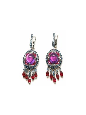 Niquesa Ruby, Diamond, Amethyst and Aquamarine earrings