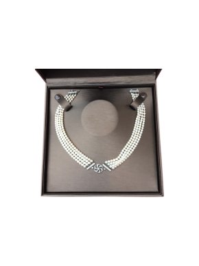 Bespoke Antique Platinum Set Diamond 4-Strand Pearl Choker