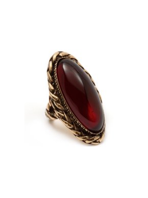 Alexander McQueen Antique Gold Metal and Garnet Coloured Ring