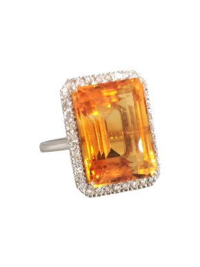 Bespoke 23ct citrine and diamond cluster ring