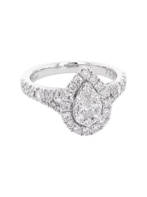 Neil Lane pear shaped 0.81 carats diamond halo ring