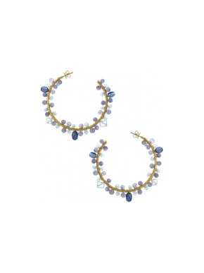 Salvatore Plata Tourmaline Gold Plated Hoop Earrings