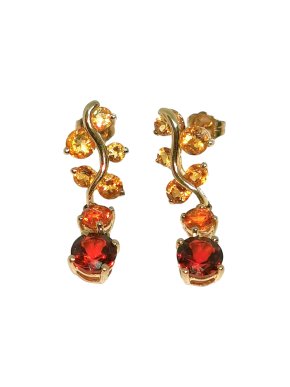 Bespoke citrine and garnet drop earrings
