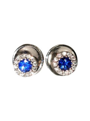 William & Son Diamond/Emerald 18ct White Gold Earrings