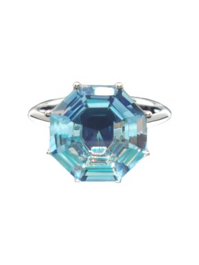 Fei Liu octagonal 6.49ct Blue Topaz ring