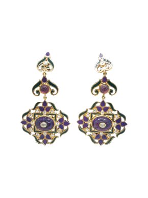 Percossi Papi Amethyst & Crystal Enamel Drop Earrings