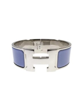 Hermes Palladium Plated Blue Enamel Bangle