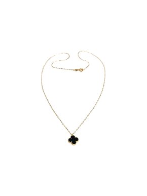 Bespoke 18ct Yellow Gold Onyx Clover Necklace