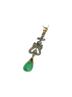 Bespoke Georgian Emerald & Diamond Drop pendant.