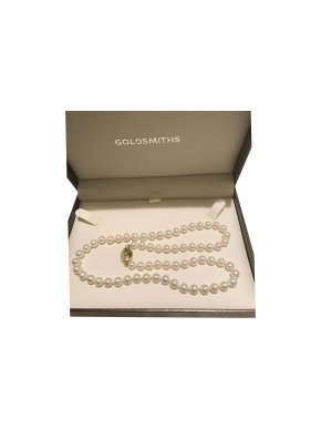 Goldsmiths Chanel Cultured Pearl Necklace with Yellow Gold & Diamond Clasp