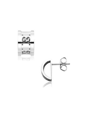 Gucci 18ct White Gold Interlocking GG Icon Earrings