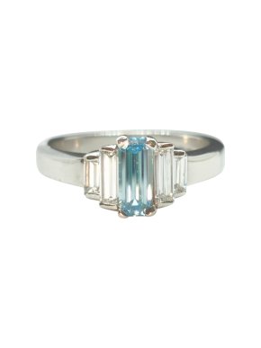 Bespoke David Simmons Henig Blue Diamond & White Diamond 5 Stone Ring