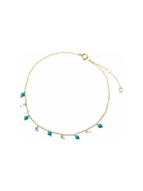 Salvatore Plata Turquoise Beaded Gold Plated Crystal Anklet