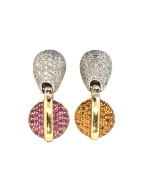 Bespoke Citrine, Garnet & Diamond 18ct Yellow Gold Earrings