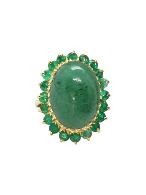 Bespoke 18ct Yellow Gold Jade & Emerald Cocktail Ring