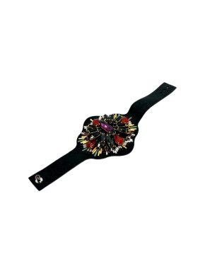 Satellite Paris Black Crystal Embellished Beaded Cuff