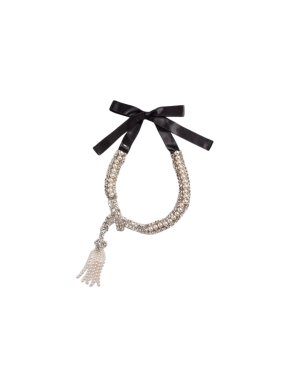 Dolce & Gabbana Faux Pearl & Crystal Ribbon Necklace