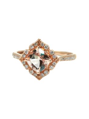Bespoke 18ct Rose Gold Morganite & Diamond Ring