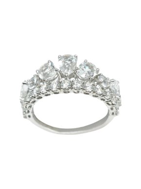 William & Son White Sapphire/Diamond 18ct White Gold Tiara Ring