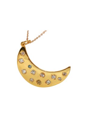 Bespoke 18ct Yellow Gold Diamond Encrusted Moon Pendant
