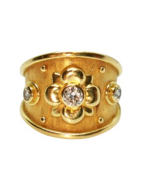 Leo De Vroomen 18ct Yellow Gold Diamond Set Ring