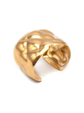 Bespoke Gold Tone Metal Quilted Effect Cuff