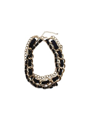 Bespoke Gold Tone Large Chain & Ribbon Necklace