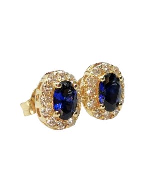 Bespoke vibrant sapphire and diamond earrings