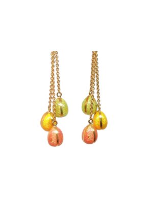 Faberge 18ct Yellow Gold Enamel Egg Drop Earrings